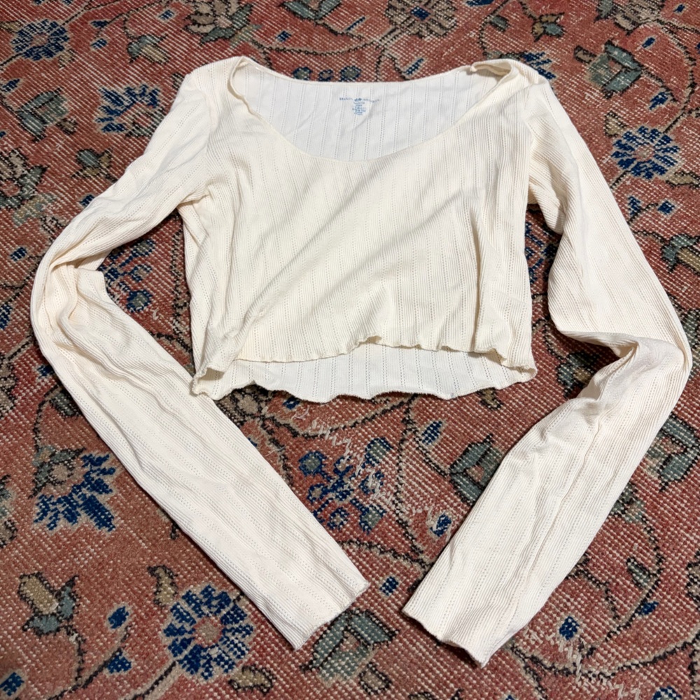 Brandy Melville Cream and Blue Striped Top